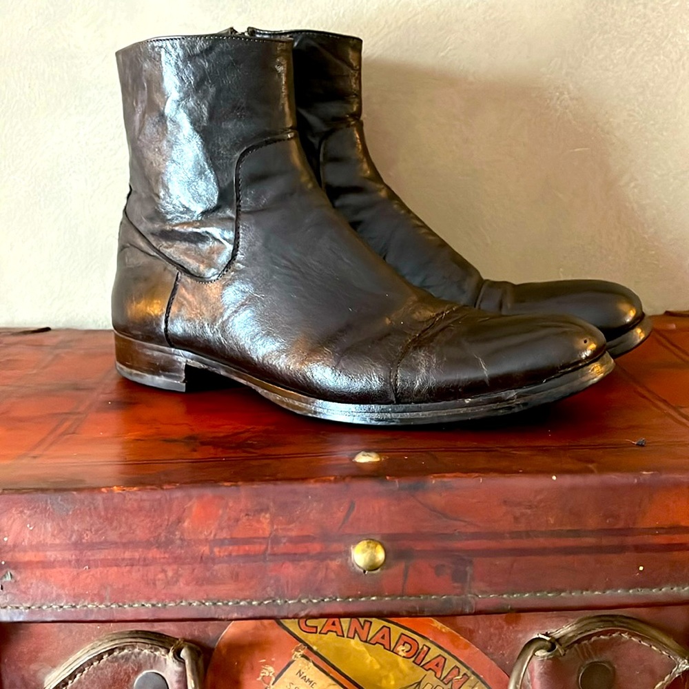 MOMA Brown Black Chelsea Ankle Boot with Side Zip